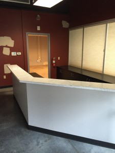 Pre-renovation office space.